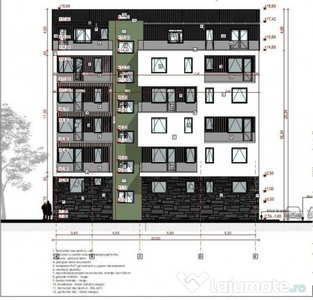 Apartament 2 camere finisat, 43 mp, terasa 85 mp, parcare,