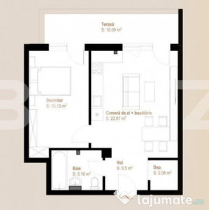 Apartament 2 camere, 48,74 mp + balcon 10,09 mp, zona Vivo