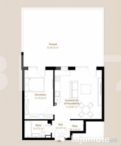 Apartament 2 camere, 50,02 mp + terasa 48,79 mp, zona exclus