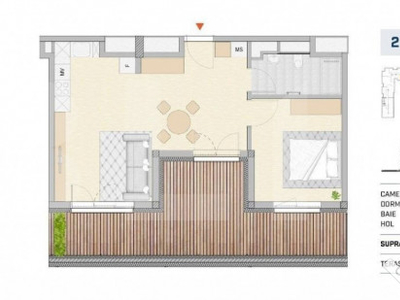 Apartament 2 camere, finisat cu terasa, orientare SUDICA