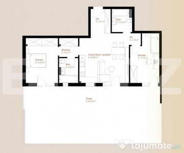 Apartament 3 camere decomandate, 74,96 mp + terasa 82,04 mp,