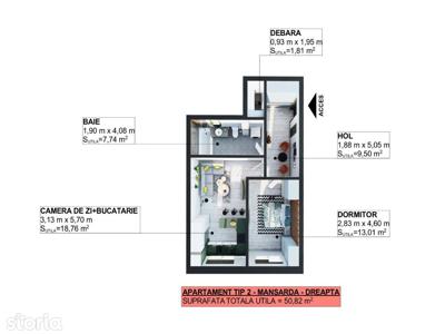 Apartament 2 camere in Apahida