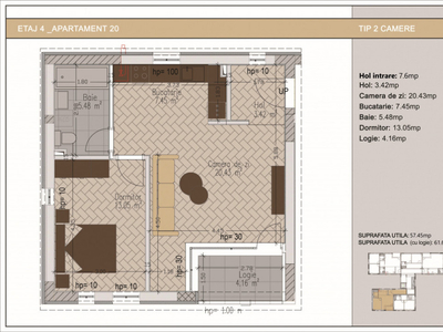 2 camere bloc nou zona Nerva Traian