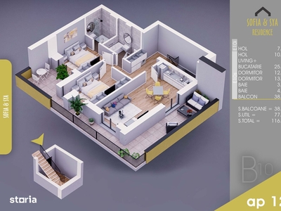 Apartament cu scara interioara, 100mp zona Lidl Cetate