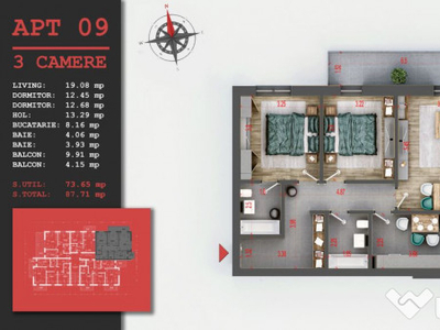 AP. 3 CAMERE INTR UN BLOC P+3,PARC TEILOR-COMISION 0%!