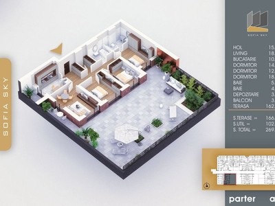 AP. 4 CAMERE-TERASA.PALLADY / METROU N. TECLU