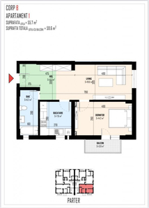 Apartament 2 camere curte