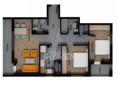 Apartament 3 camere de vanzare | semifinisat | Zona Terra, Floresti