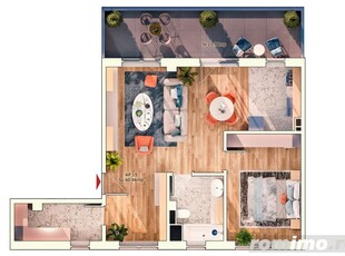 Apartament 2 camere, 61 mp, 15 mp balcon, parcare subterana