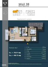 Apartament 2 camere, decomandat, 58 mp, parcare zona Plopilor