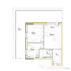 Apartament cu 2 camere, 48.38 mp, terasa 38.98 mp, zona Loui