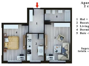 Apartament cu 2 camere de vanzare in Bragadiru COMISION 0%