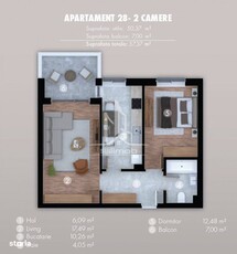 Solstitiului 2 camere decomandat cu bucatarie inchisa.