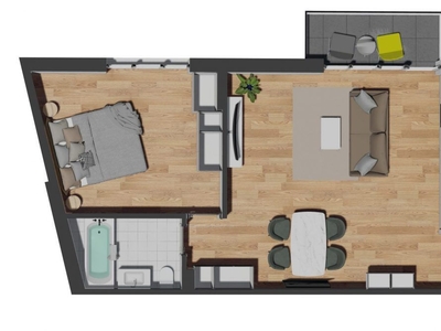 Apartament de 3 camere semifinisat, 72,04 mp, balcon 4,20 mp, zona VIV