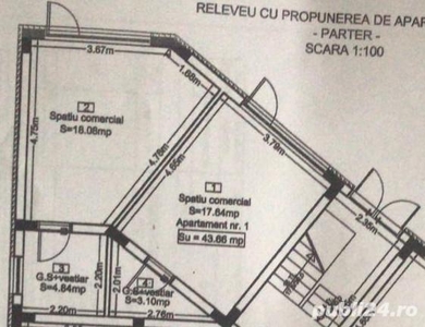 Spatiu comercial in CF 44 mp zona Tauti Floresti