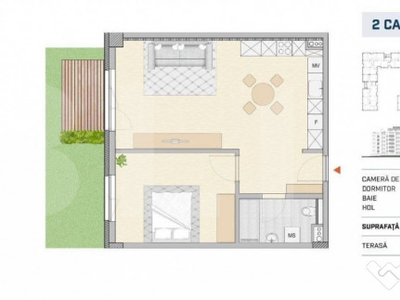 Apartament spatios, finisat cu gradina, orientare VESTICA