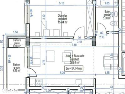 Apartament semidecomandat, 54.74 mp utili, incalzire in...