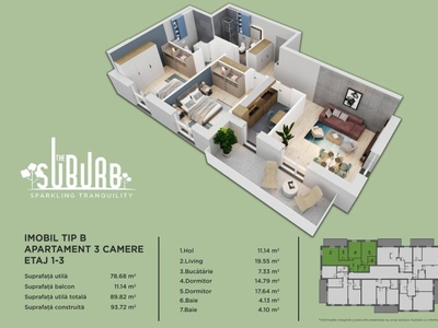 Apartament 3 camere The Suburb Buftea
