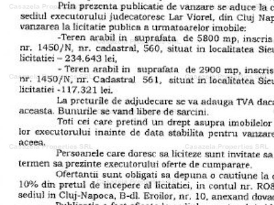 Teren arabil in suprafata de 2900 mp