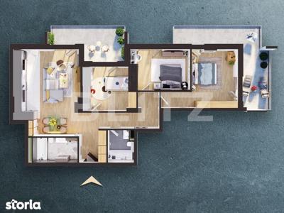 Apartament de 4 camere, 99.78 mp, semifinisat, Cartier Iris