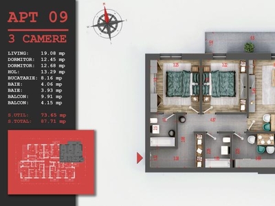 AP. 3 CAMERE INTR UN BLOC P+3,PARC TEILOR-COMISION 0%!