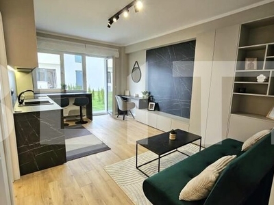 Apartament 2 camere mobilat lux, 40 mp utili, gradina 37 mp, zona Terra