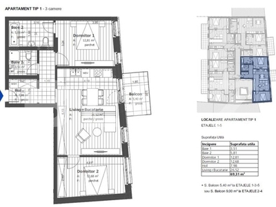 Apartament de 3 camere, etaj intermediar, semifinisat, zona Semicentrala