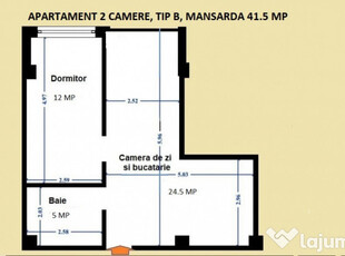 Apartament 2 camere, MANSARDA, Tip B, VISAN