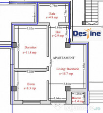 Apartament 3 camere OPEN SPACE 45 mp cartier HLINCEA - CETĂ