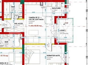 Apartament cu 2 camere, finisat, 47 mp utili, etaj I, zona Eroilor