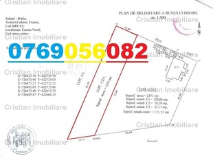 Teren 1200 mp, deschidere 18 m, Cazasu+drum national