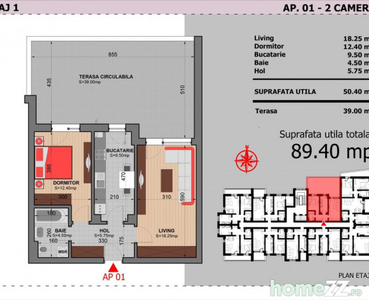 Apartament 2 Camere Cu Terasa Sector 4 Grand Arena 89.4Mp