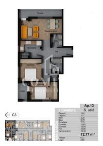 Apartament 3 camere | 73mp | Zona Sesul de sus