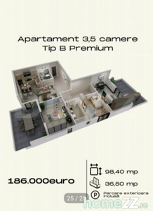 Penthouse de 4 camere decomandat 98.4 mp
