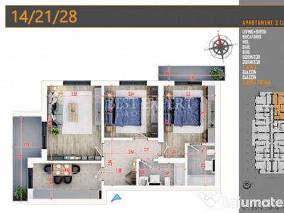 3 camere decomandate - Incalzire in Pardoseala