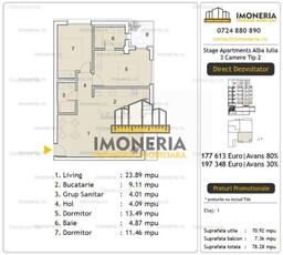 3 camere Tip 2 | Stage Apartments Alba Iulia | 0% comision