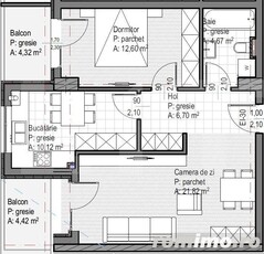 Apartament 2 camere finisat, 56 mp utili, 2 balcoane, etaj intermediar, Sopor!