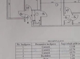 Podu Ros apartament 65 mp, 3 camere, semidecomandat, de vanzare, Liceul Emil Racovita, Cod 156339