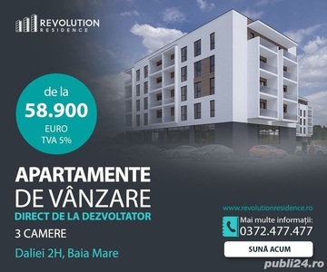 COMISION 0% - Apartamente 3 camere - Daliei 2H, Baia Mare