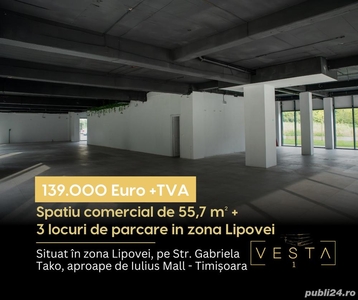 Spațiu Comercial în Timișoara * Suprafata vitrata mare* Bloc nou Vesta 1 Residence *