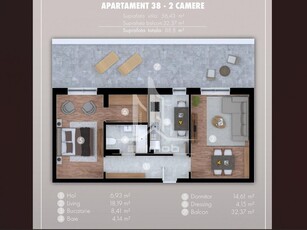 Apartament 2 camere Popesti Leordeni, finisaje top