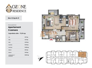 Ozone Residence, Apartament 3 camere, Zona CoresiTractorul, Brasov