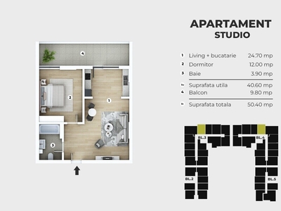 Apartament 2 camere studio lux Popesti metrou la 8min