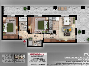 Ideal Familie Apartament 3 Camere cu terasa si geam la baie