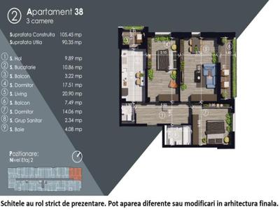 (AP.38/2) 3 camere Titan - Parcul Teilor - Metrou 1 Decembrie 1918 - Estimobiliar