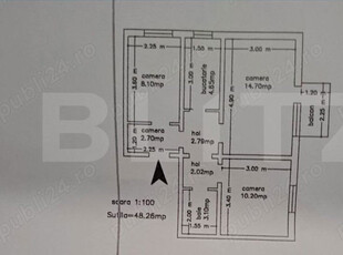 Apartament decomandat cu 3 camere