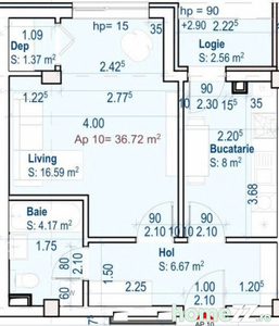 Apartament 1 camera FINISAT dec sup.37 mp cu parcare inclusa Floresti