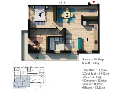 Vanzare- Apartament cu 3 camere, decomandat, situat la parter inalt, bloc nou, semifinisat, zona Canal 7