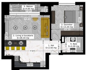 2 camere Nou Antiaeriana 7 min finalizat Parter Inalt