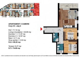 Apartament 3 camere Strada Biruintei, apartament 3 camere in apropiere de M